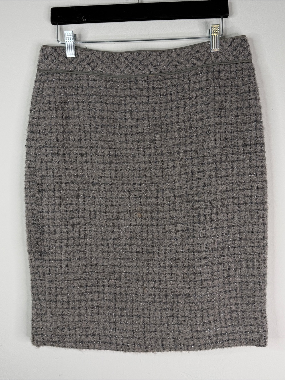 J.Crew No. 2 Pencil Skirt Gray Tweed Wool Blend Metallic Size 6